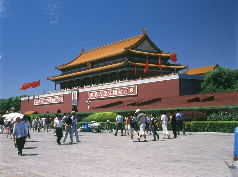 Hiina Peking Tiananmeni väljak, kus on sissepääs Keelatud linna.