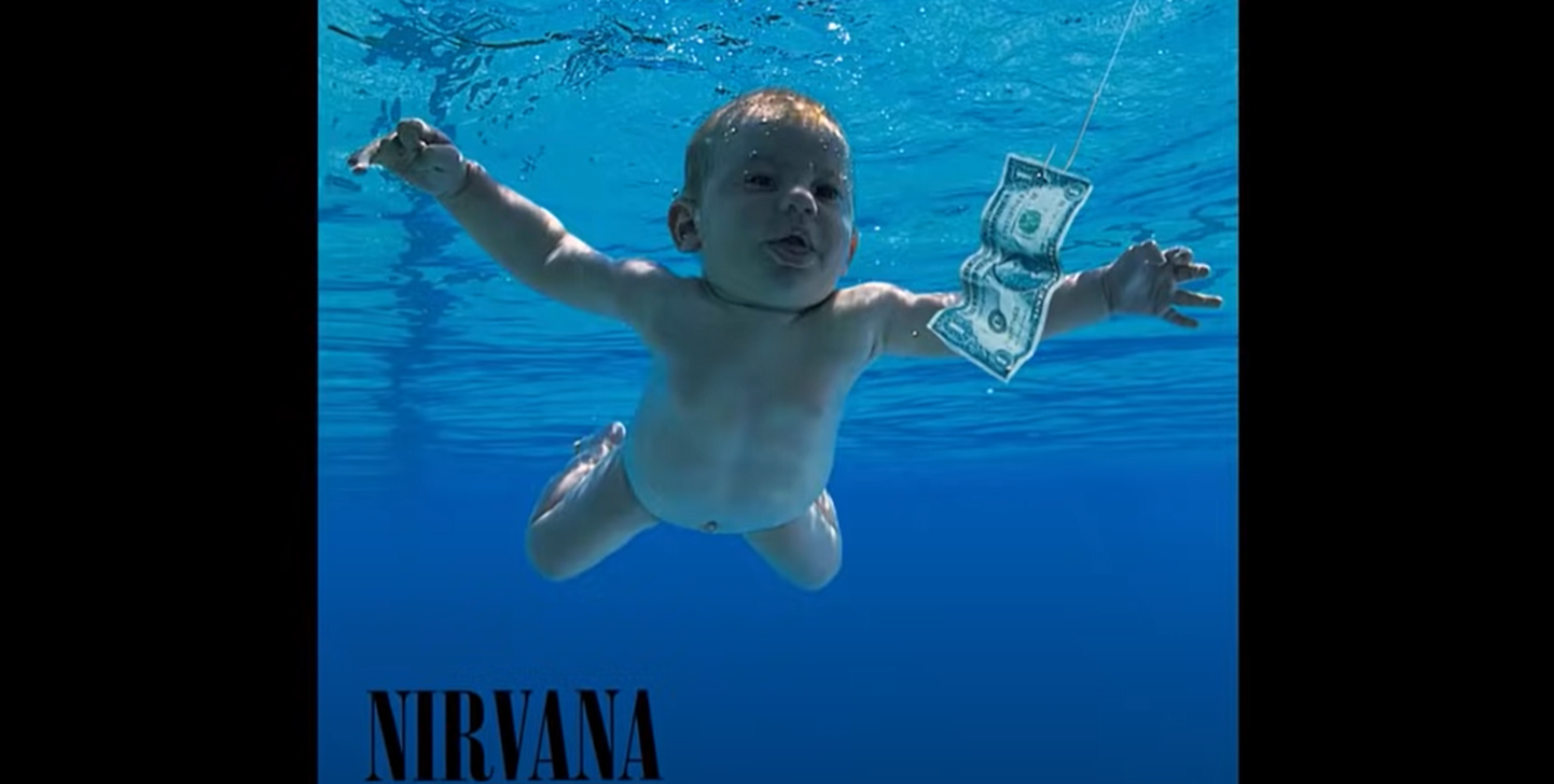 Nirvana albumi «Nevermind» esikaas, millel on näha praegu 30-aastast Spencer Eldenit imikuna