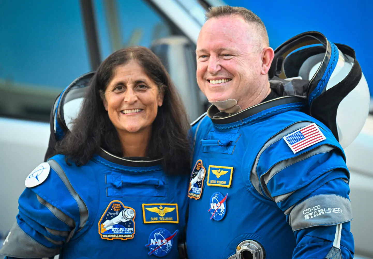 Kosmosesse üheksaks kuuks lõksu jäänud NASA astronaudid Butch Wilmore ja Sunita Williams.