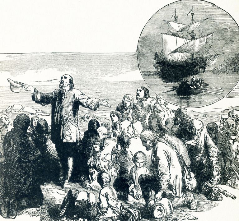 Inglise puritaanide saabumine laeval Mayflower Põhja-Ameerikasse