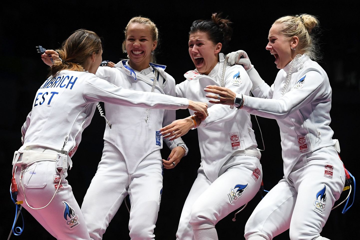 Eesti epeenaiskond Rio olümpial koosseisus Irina Embrich (vasakul), Erika Kirpu, Julia Beljajeva ning Kristina Kuusk.
