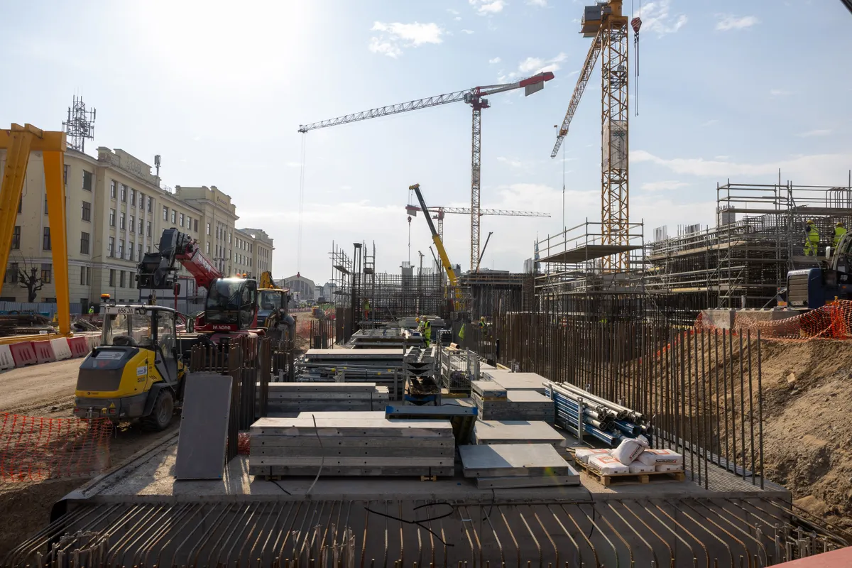 Rail Baltic construction site in Riga, Latvia.