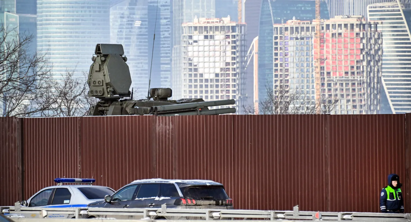 Vene õhutõrjesüsteem Pantsir S-1 Moskvas enne suurüritust Lužniki staadionil 22. veebruar 2023.