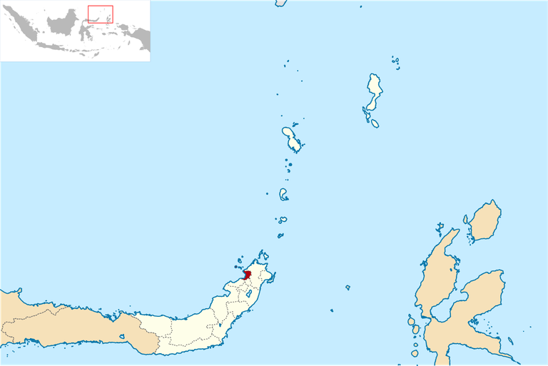 Sulawesi saarel asuva Manado (punasega) asend Indoneesias
