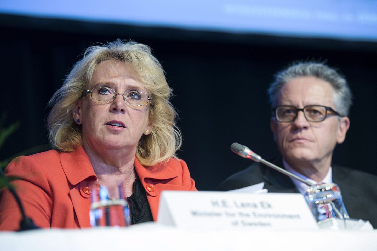 Rootsi keskkonnaminister Lena Ek ja Valitsustevahelise Kliimamuutuste Nõukogu (IPCC) liige Thomas Stocker.