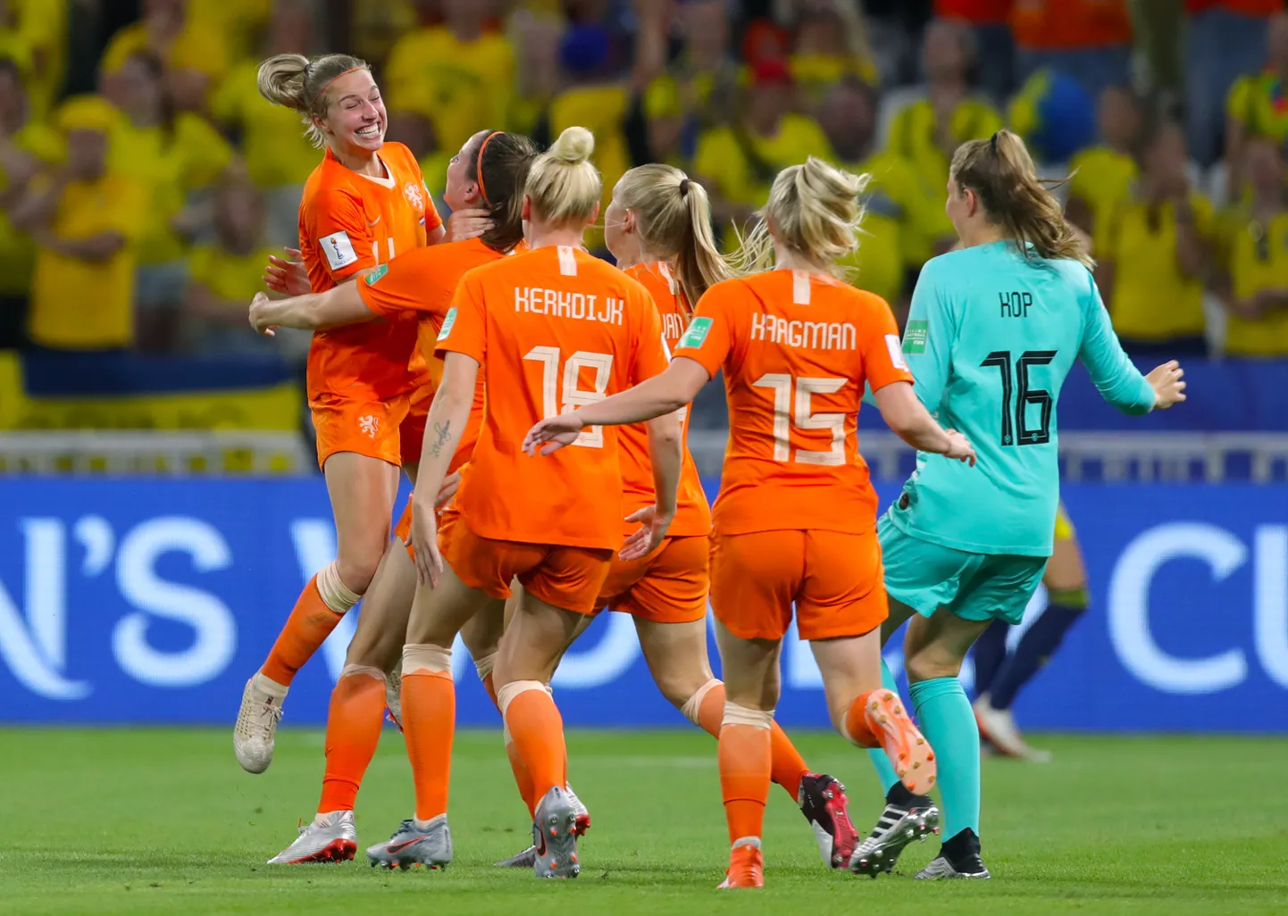 Netherland players celebrate after the final whistle