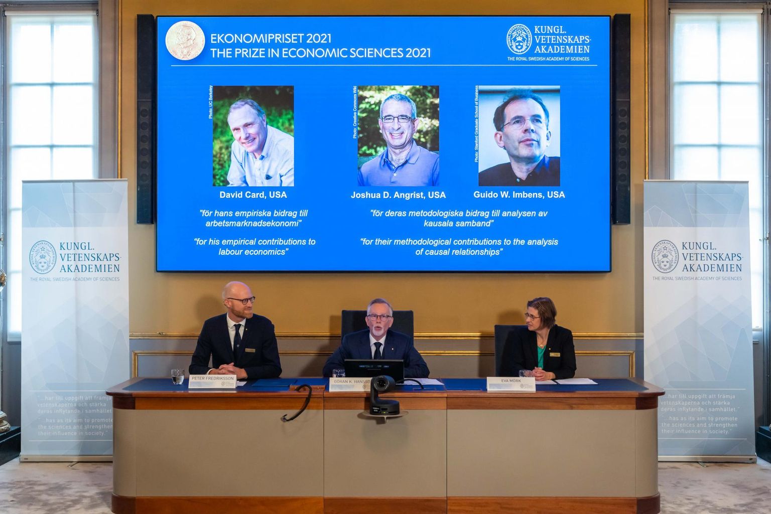 Eilne majandusnobelistide välja kuulutamine Stockholmis Rootsi kuninglikus teadusakadeemias. 