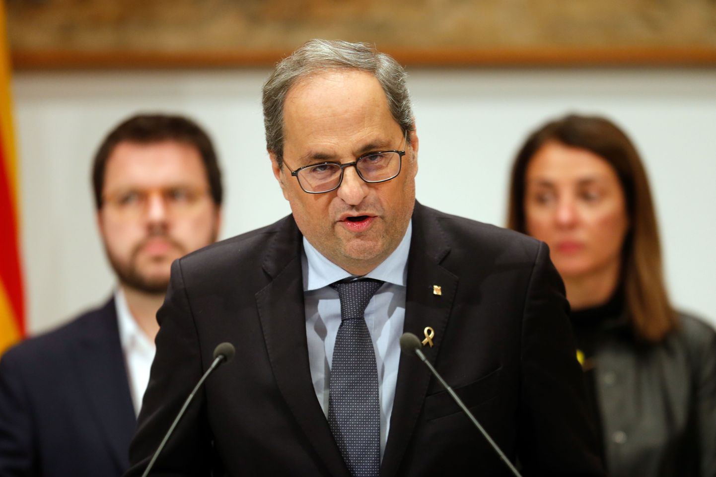 Kataloonia president Quim Torra pressikonverentsil Barcelonas 3. jaanuar 2020.