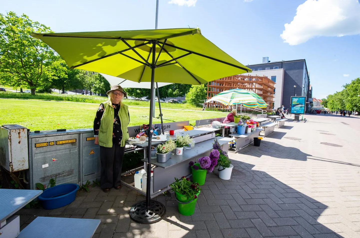 Kesklinnas lilli müüv Eva Alekand on uute paviljonide suhtes veidi skeptiline, sest linnavalitsus pole lillemüüjate soove uurinud.