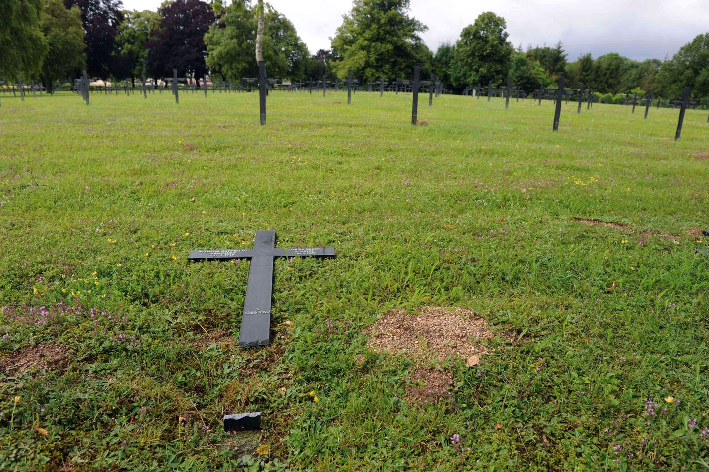 Vandaalid tõmbasid Saint-Etienne-à-Arnes'i sõjakalmistul hauatähiseid maast välja.