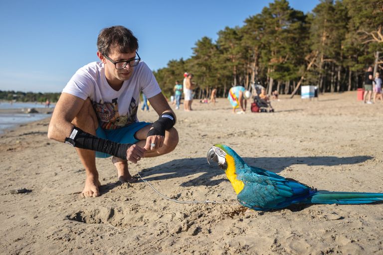 Николай и его верный друг Рик на пляже в Пирита.