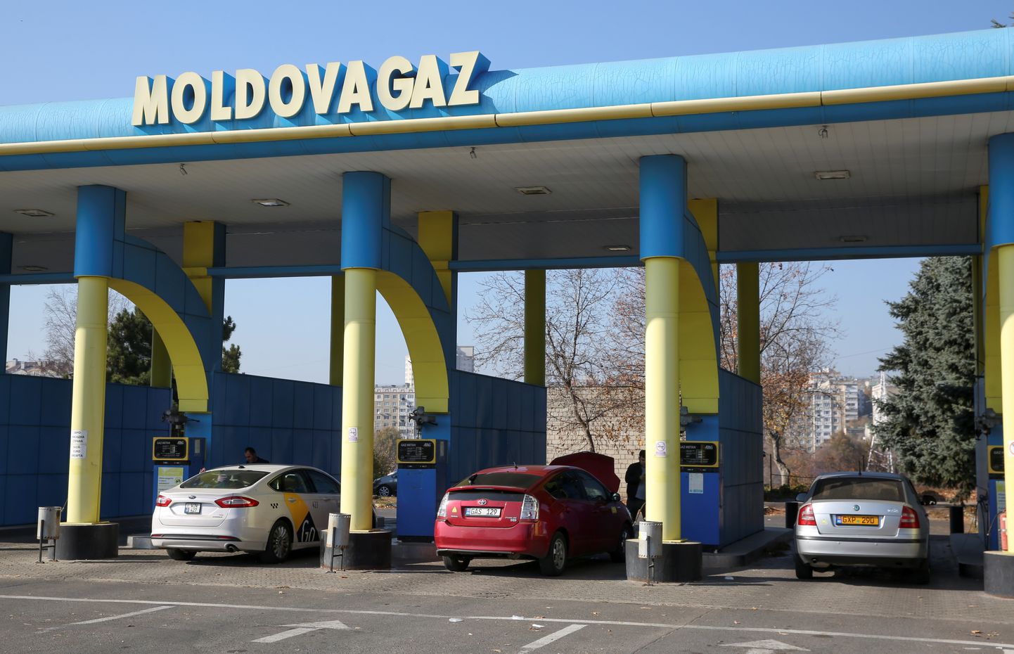The logo of Moldovagaz energy company is on display at a gas filling station in Chisinau, Moldova October 28, 2021.