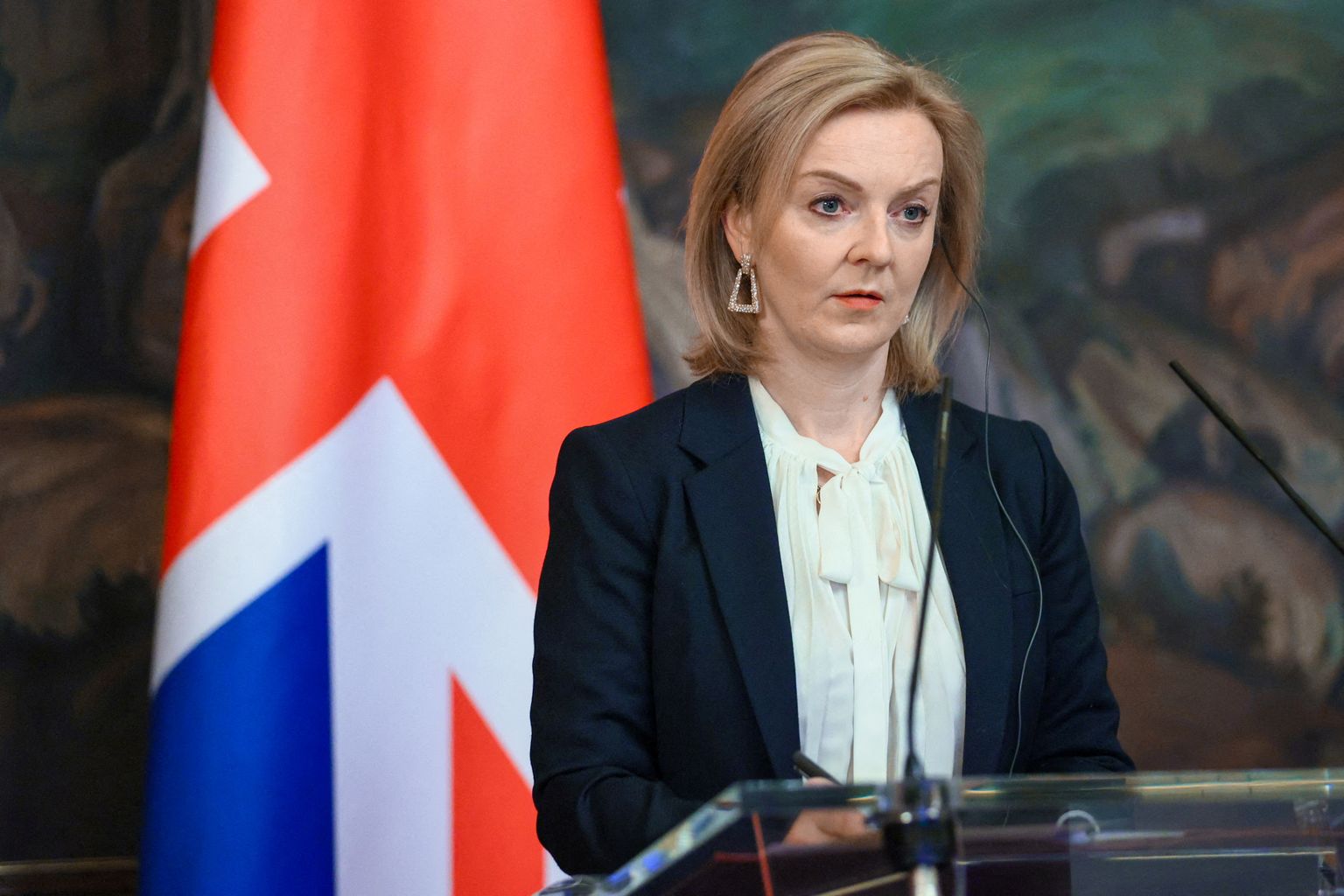 Briti välisminister Liz Truss 10. veebruaril Moskvas, kus ta kohtus Vene ametikaaslase Sergei Lavroviga.