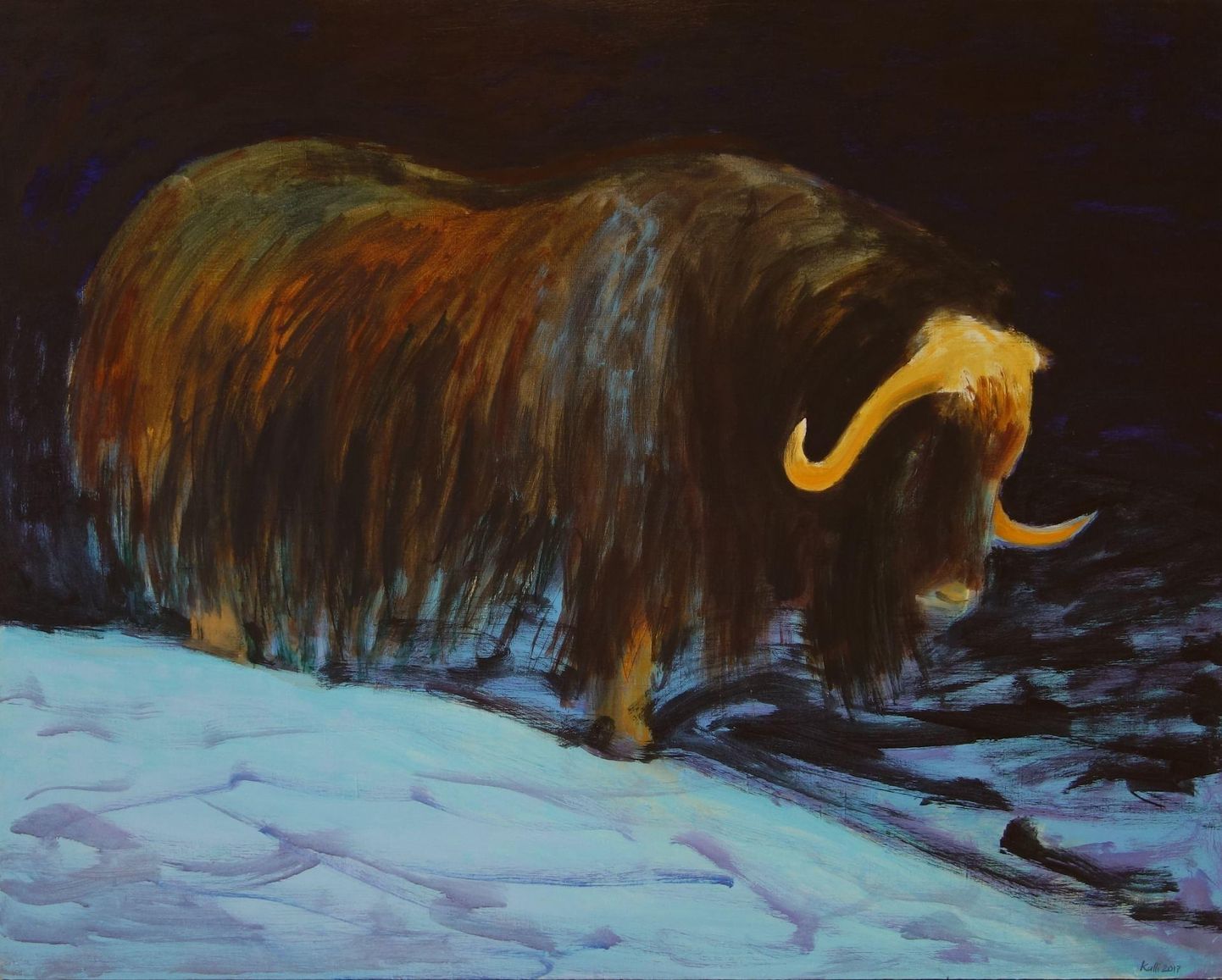 Kalli Kalde, «Polaaröö», 2017, õli lõuendil, 84 x 120 cm.
