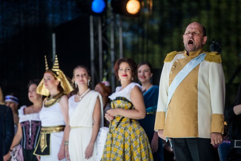 Заключительным аккордом концерта под открытым небом стала финальная сцена из первого действия оперетты Кальмана «Принцесса цирка». На сцене – солисты, хор и оркестр Национальной оперы «Эстония».