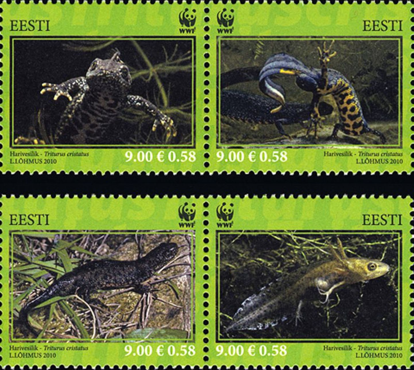Eesti Post andis välja harivesilikule pühendatud neli temaatilist postmarki.