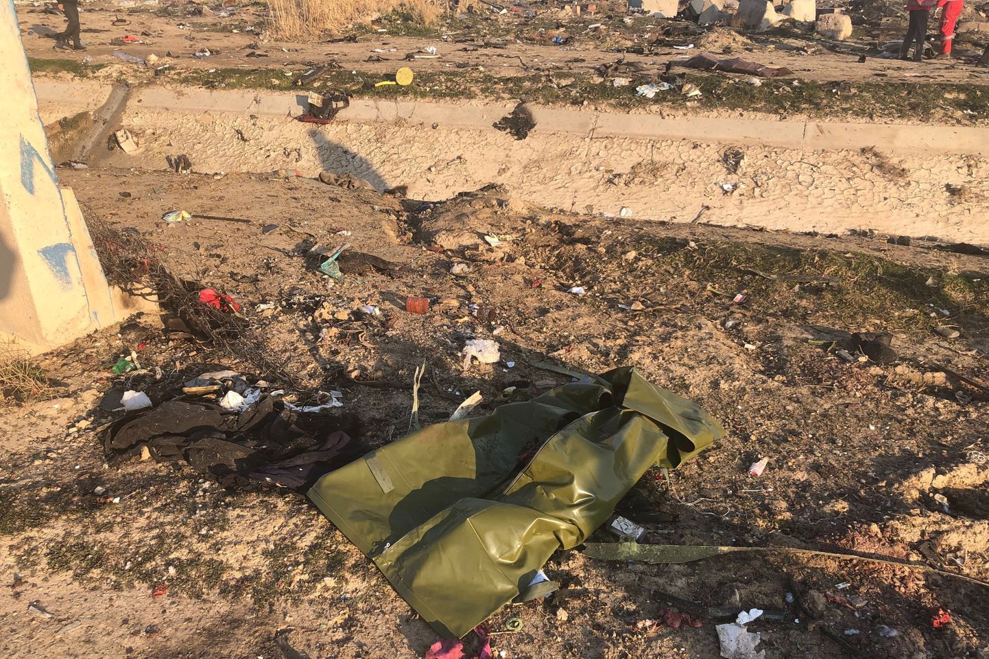 Irānā nogāzušās Ukrainas lidmašīnas atliekas.