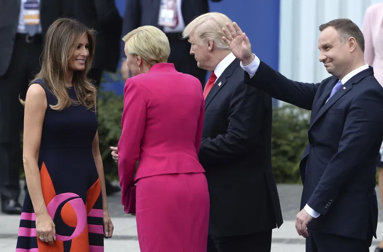 USA esileedi Melania Trump, USA president Donald Trump, Poola presidentAndrzej Duda ja Poola esileedi Agata Kornhauser-Duda