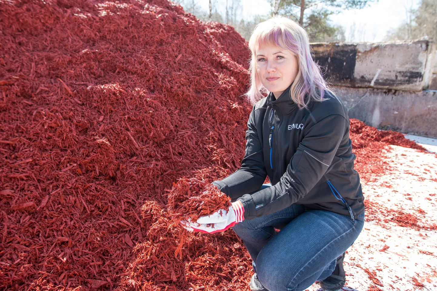 Osaühingu Estmulch müügijuht Külli Uibo katsetas uue toote oma aias juba ära ja ütles, et multš on nüüd kevadel sama erksavärviline, nagu oli sügisel peenrale pannes.