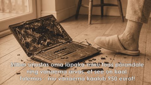 Läpakas põrandal