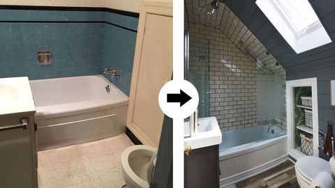 До и после: как маленькая ванная комната на чердаке приобрела новое лицо