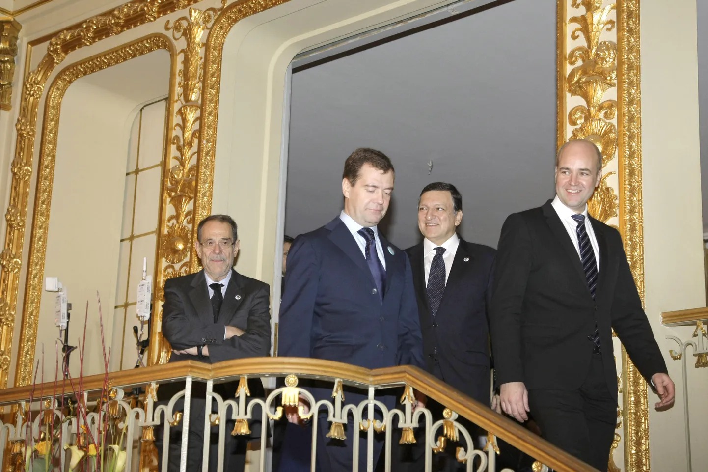 ELi ja Venemaa tipkohtumine Stockholmis. Pildil (vasakult) Euroopa Nõukogu peasekretär Javier Solana, Vene president Dmitri Medvedev, Euroopa Komisjoni president Jose Manuel Barroso ja Rootsi peaminister Fredrik Reinfeldt.