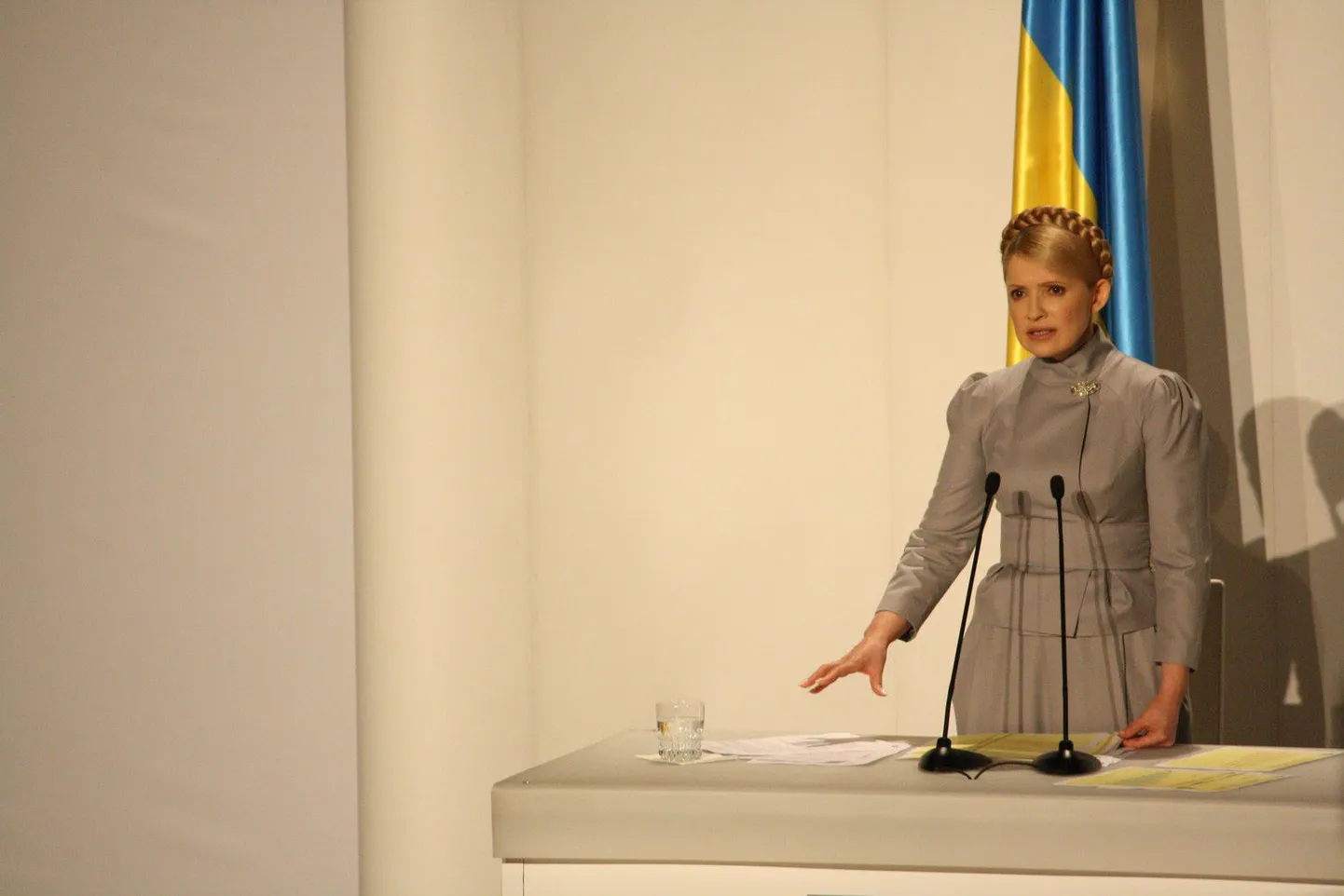 Юлия Тимошенко на первой гала-пресс-конференции для всеукраинских СМИ после ее отставки с поста лидера объединенной демократической оппозиции.