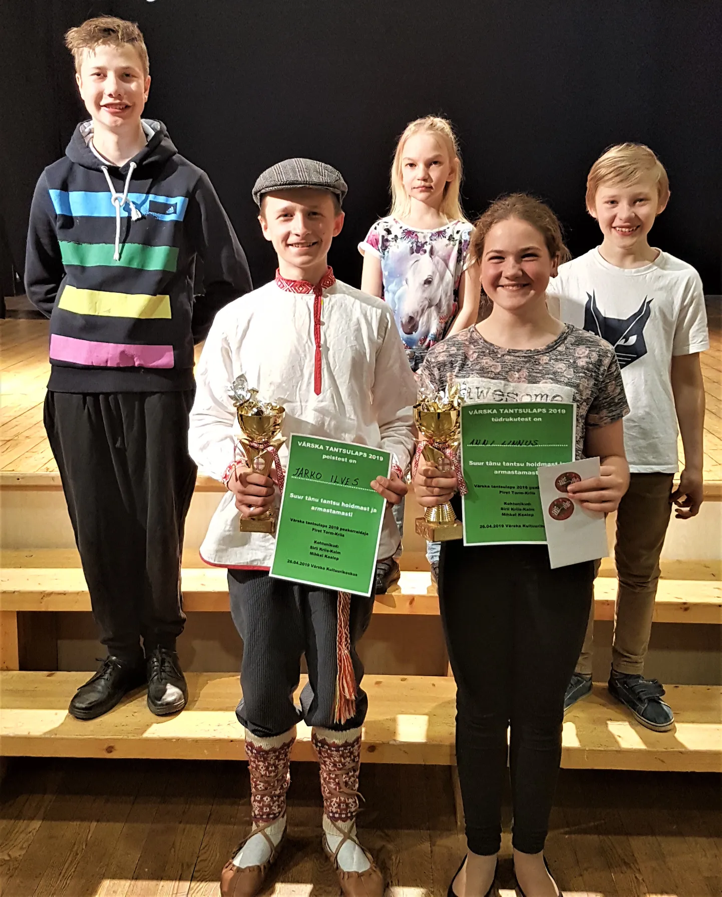 Värska tantsulapsed: tagareas Rain Oper (2017), Aveliisa Savik (2018), Andris-Robin Talumees (2018), esireas Jarko Ilves (2019) ja Anni Linnus (2019)