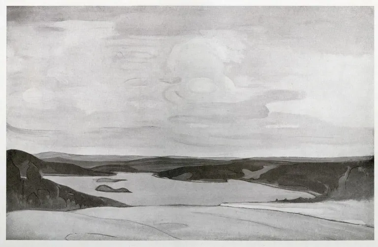 Nikolai Triik. Norra maastik fjordiga. 1907. Tempera