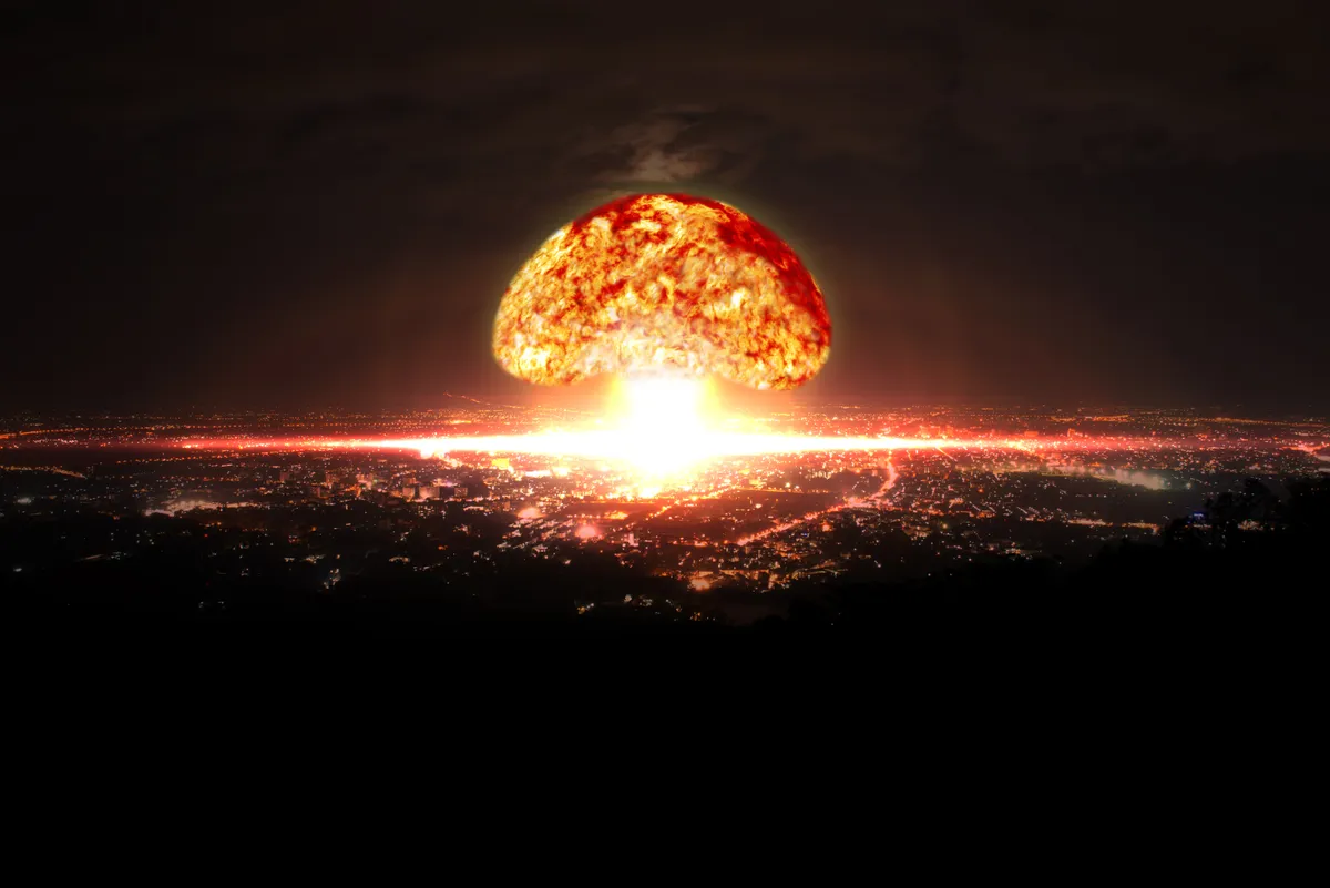 Artificial rendering of a nuclear explosion.