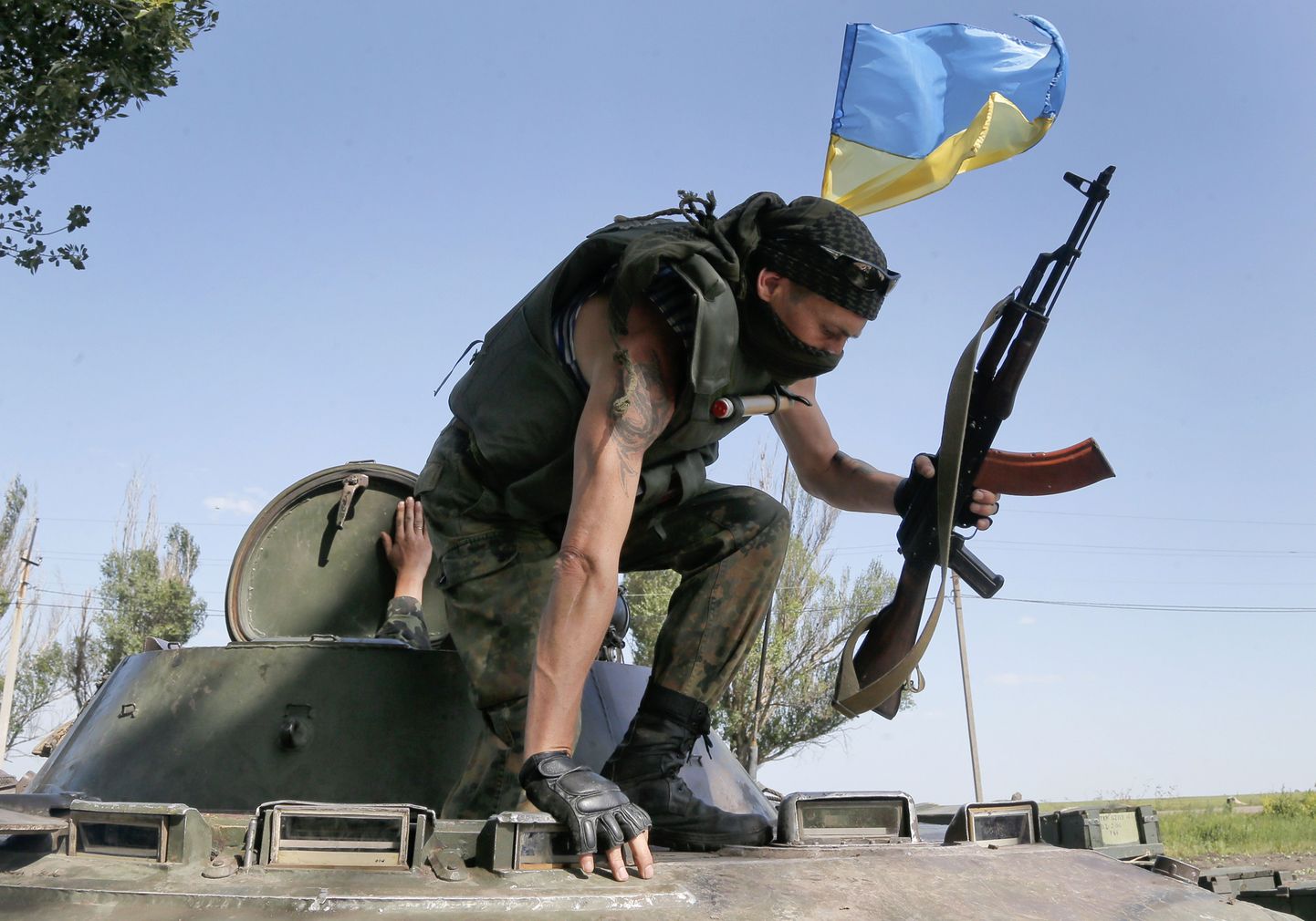 Бойцы украинской армии под Донецком.