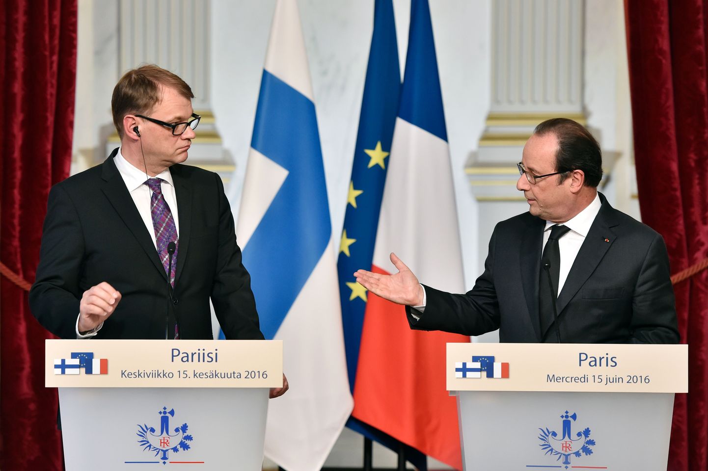 Soome peaminister Juha Sipilä ja Prantsuse president Francois Hollande