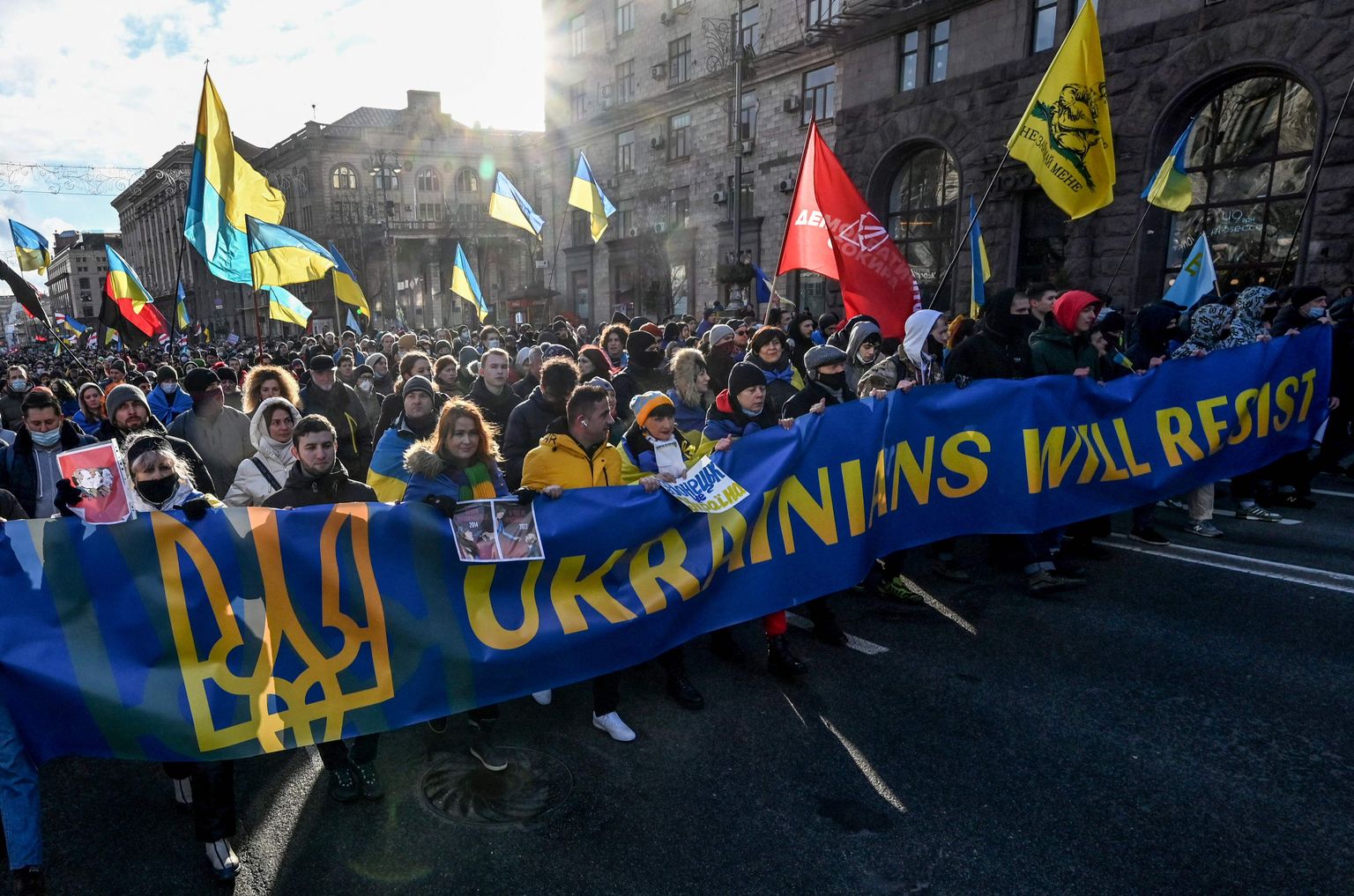 Täna marsiti Kiievis riigi ühtsuse näitamiseks.