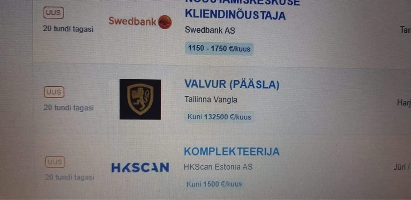 Tallinna vangla pääslavalvuri töökuulutuses CVKeskus.ee portaalis väike viga.