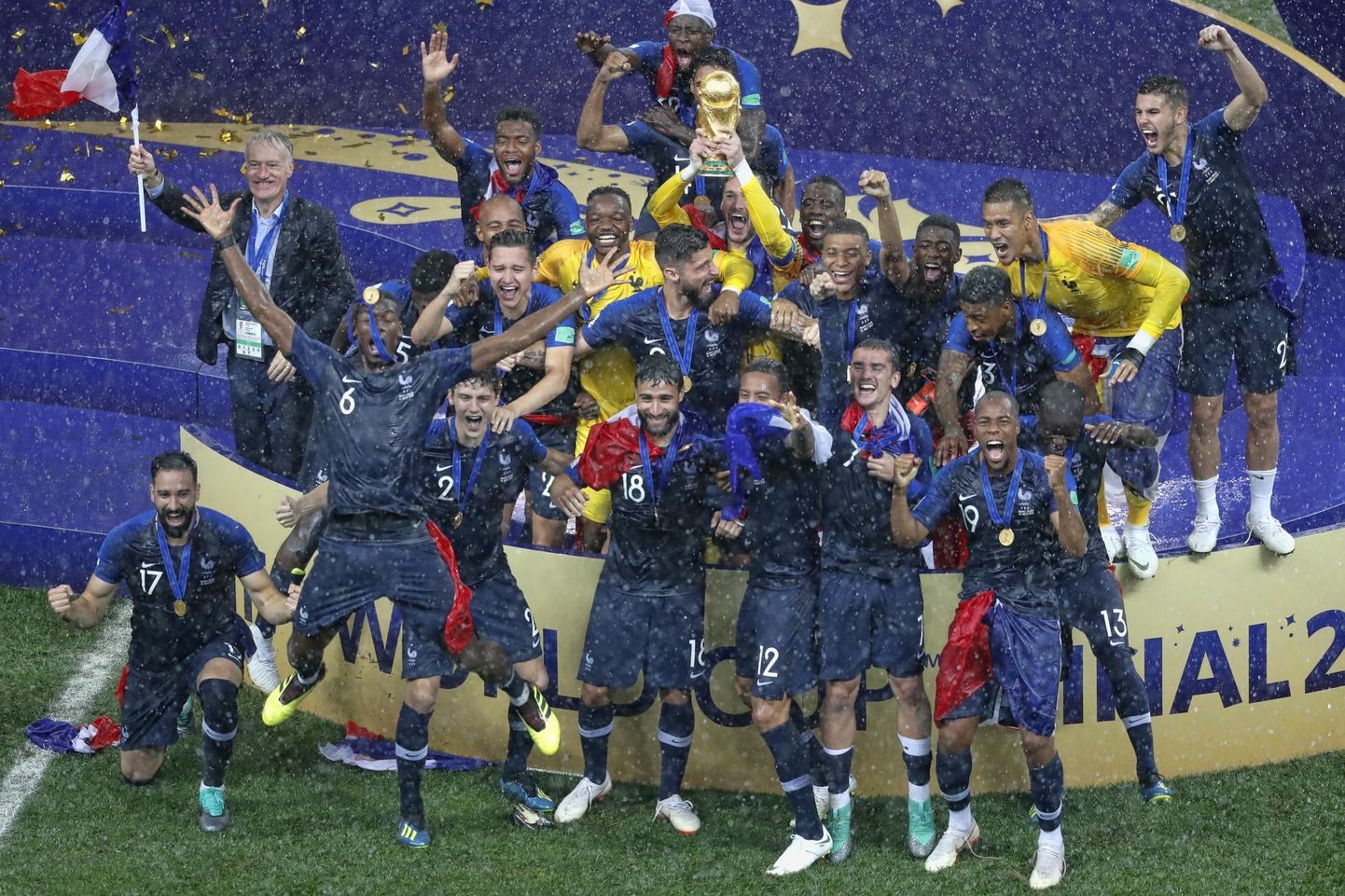 Prantsusmaa jalgpallikoondise MM-i võidutähistus Moskvas Lužniki staadionil.