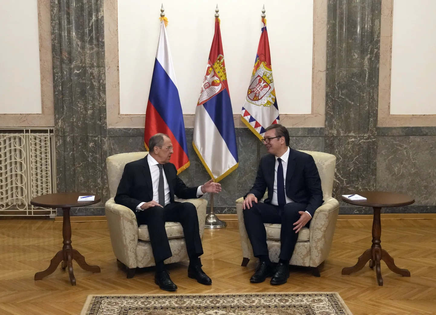 Vene välisminister Sergei Lavrov ja Serbia president Aleksandar Vučić kohtumisel 10. oktoobril 2021 Belgradis. Foto on illustratiivne.