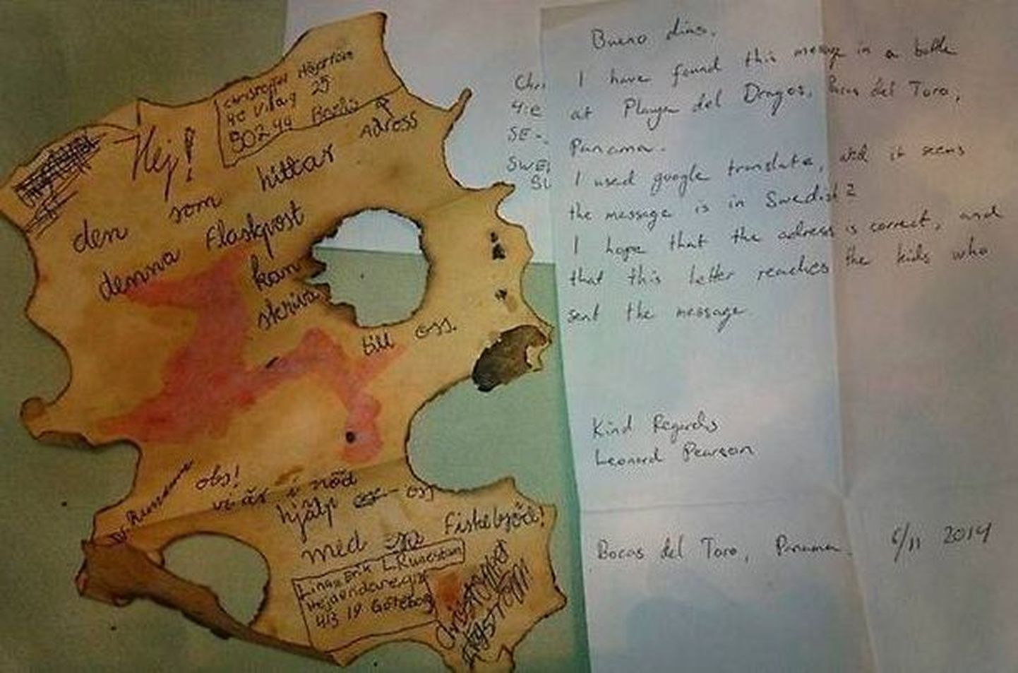 Rootsi laste joonistatud aardekaart ning Panamast saadetud kiri