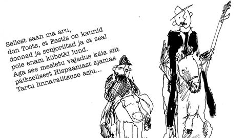 Artur Kuusi karikatuur: don Toots ja Sancho Panza
