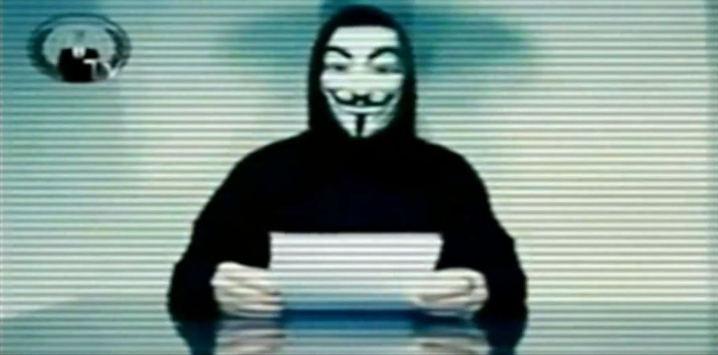 Kaader Anonymouse poolt Eesti valitsusele adresseeritud videopostitusest.