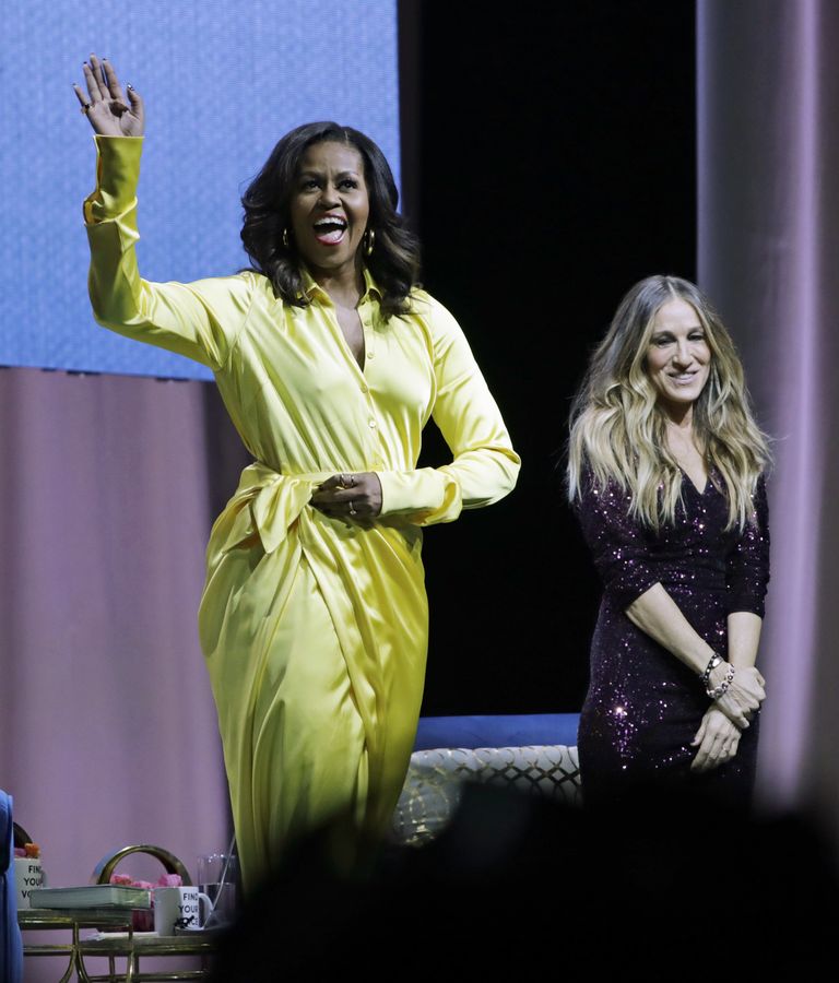 Michelle Obama kandis 19. detsembril raamatuesitlusel glittersaapaid