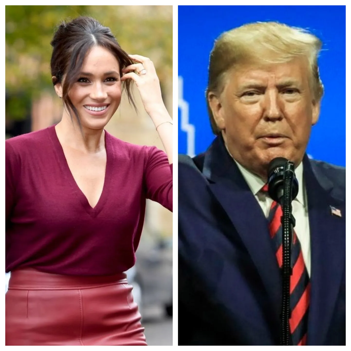Sussexi hertsoginna Meghan Markle ja Ameerika president Donald Trump.