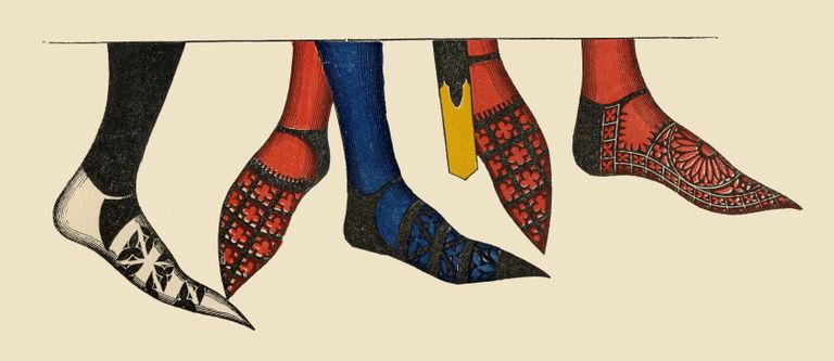Joonistus, millel on kujutatud 14. sajandi jalatseid