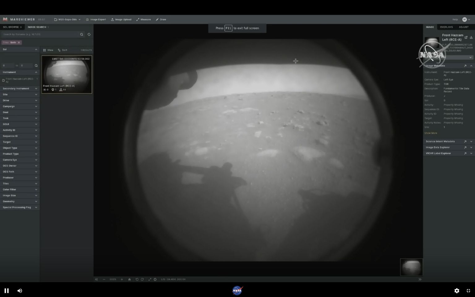 Pirmais attēls no Marsa misijas.