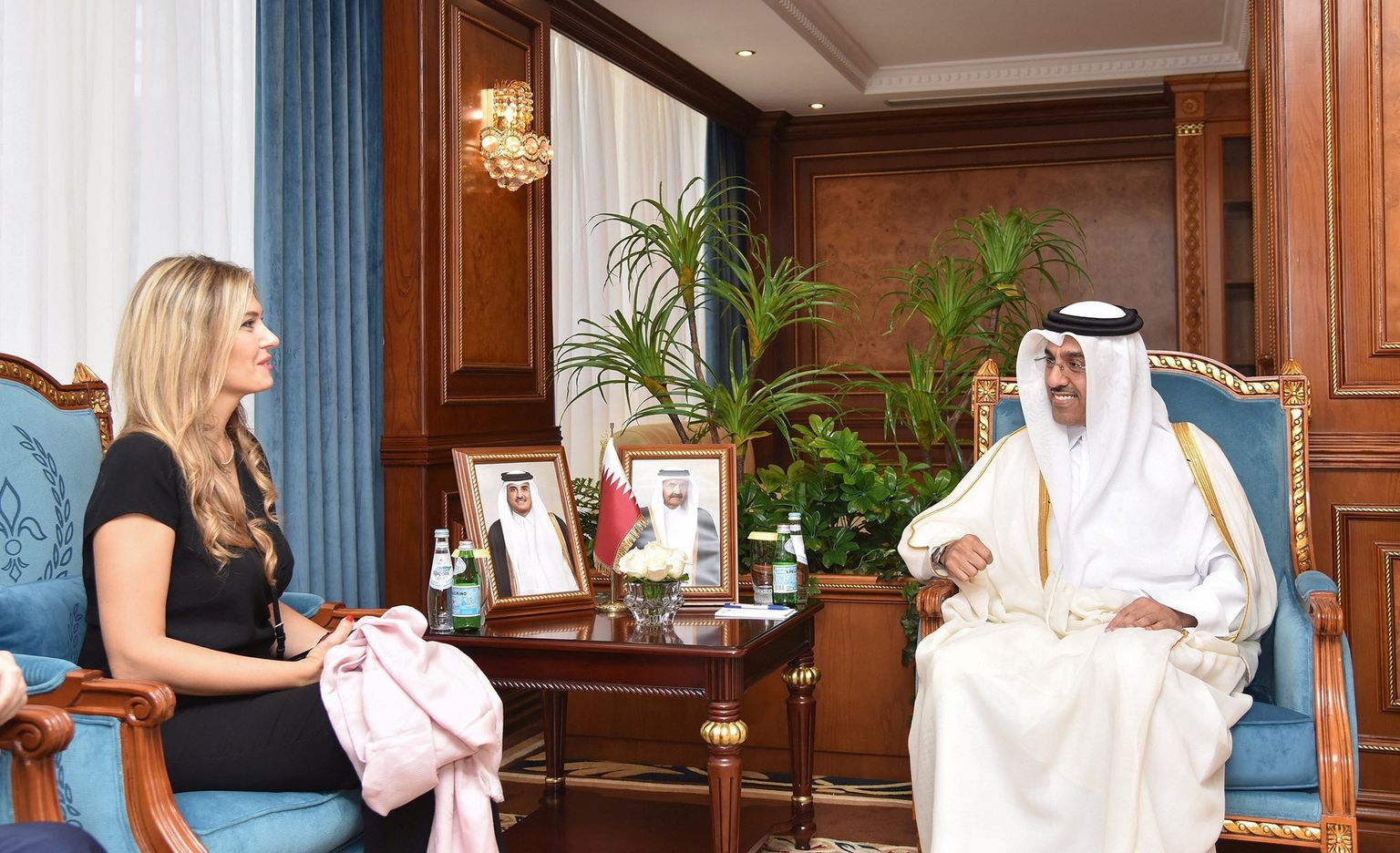 Бывший вице-президент Европейского парламента Ева Кайли с министром труда Катара Али бин Самихом аль-Марри.