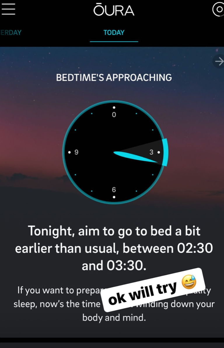 «Сегодня ночью, главной целью будет лечь спать немного раньше, чем обычно, с 02:30 до 03:30», - написано в приложении Керли - трекере сна. 