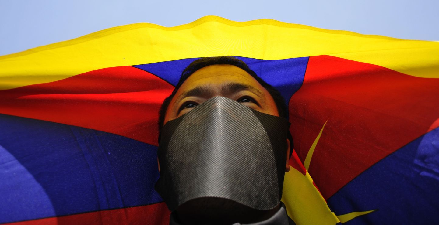 Tiibeti toetaja India pealinnas New Delhis täna toimunud meeleavaldusel.