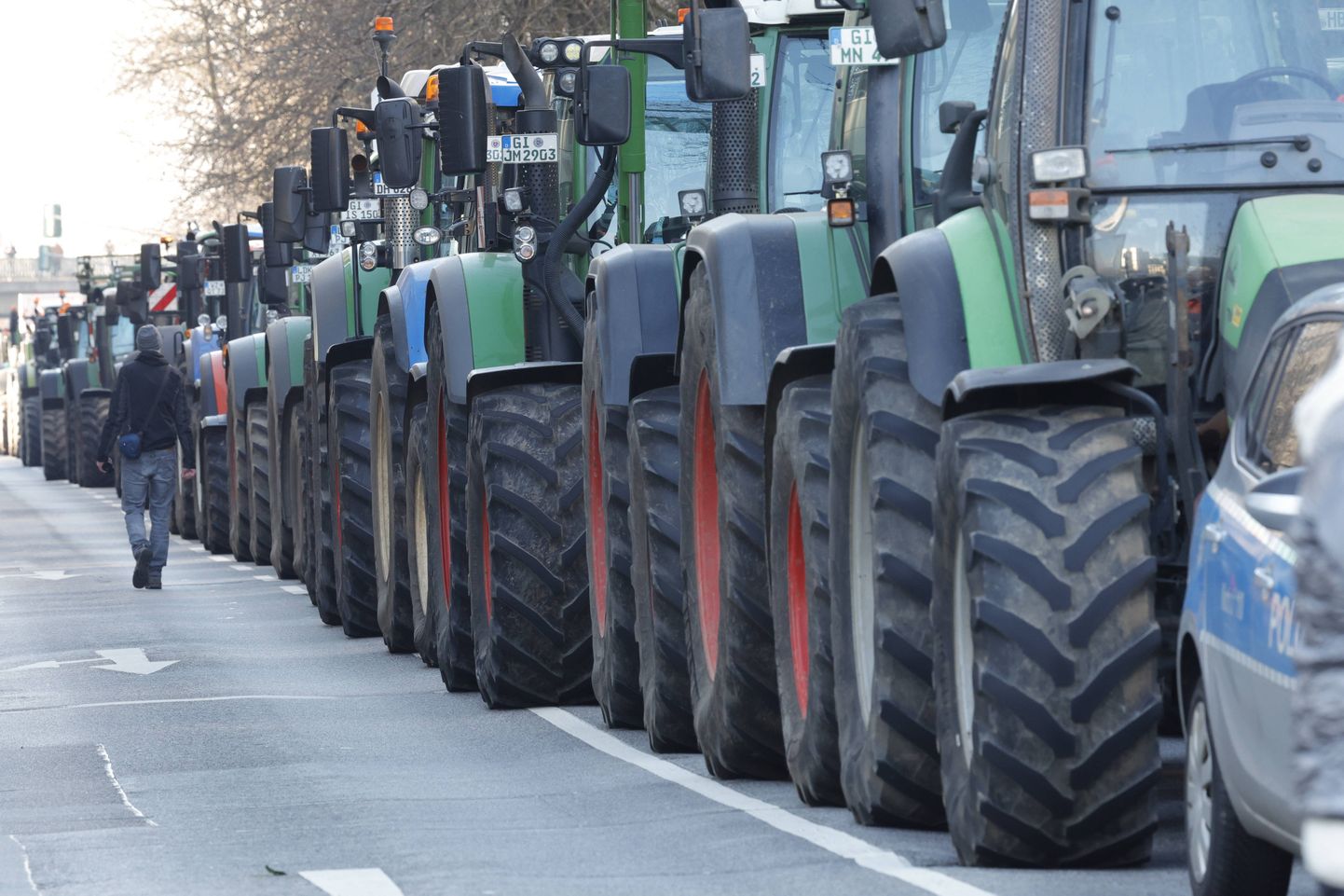 Traktorid 11. jaanuaril 2024 Frankfurdi tänaval.