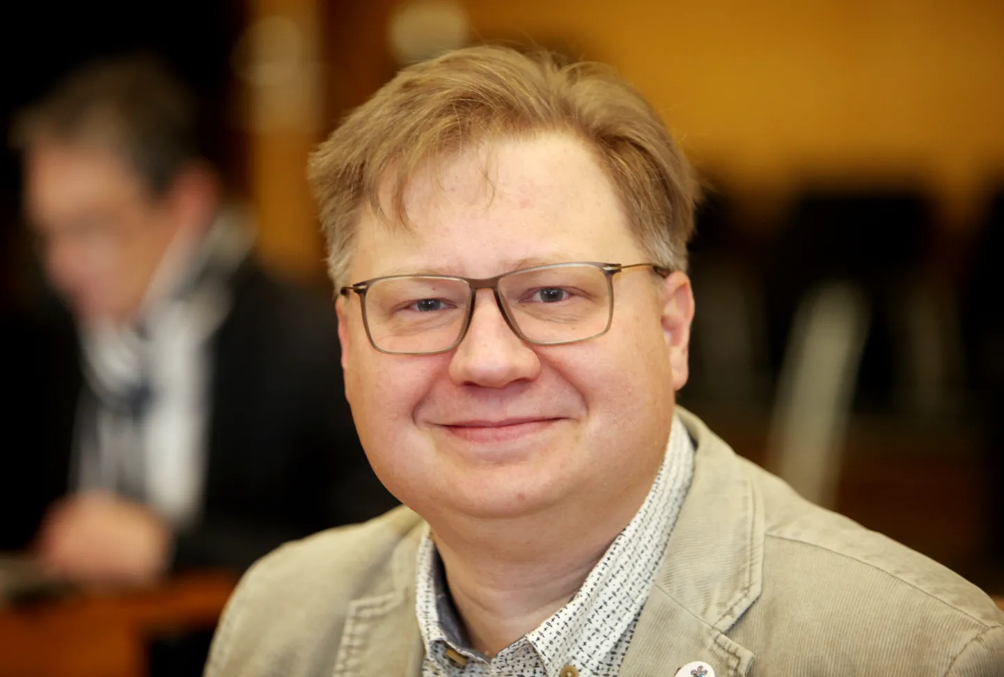 Rīgas domes deputāts Kaspars Spunde Rīgas domes sēdes laikā.