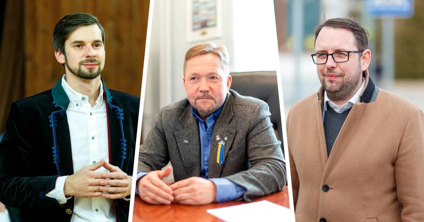 Lõuna-Eesti omavalitsusjuhtide töötasude edetabeli tipu hõivasid Tõrva vallavanem Maido Ruusmann (vasakult), Otepää vallavanem Jaanus Barkala ja Põlva vallavanem Martti Rõigas.