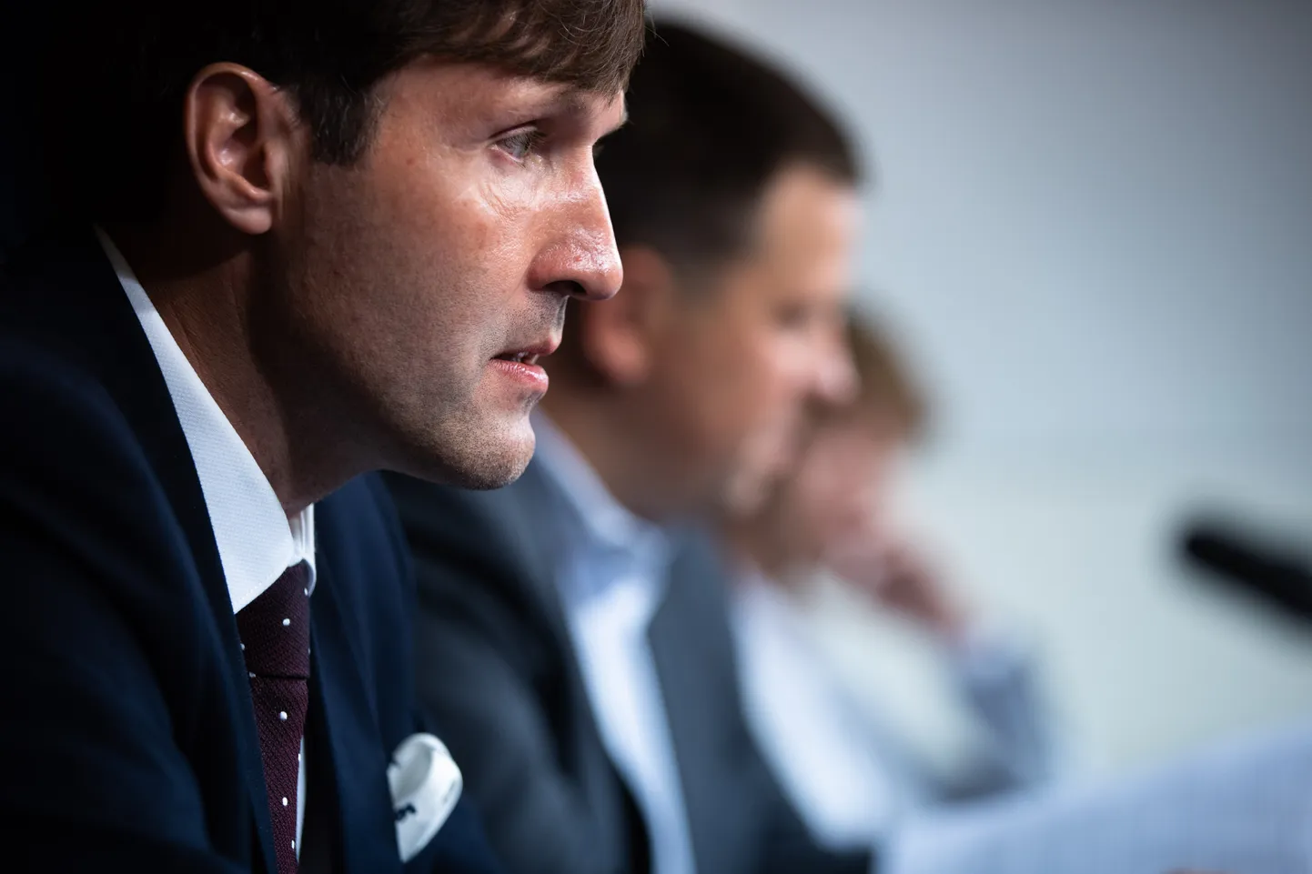 Valitsuse pressikonverentsil osalesid Jüri Ratas, Martin Helme, Raivo Aeg ja Tanel Kiik.
